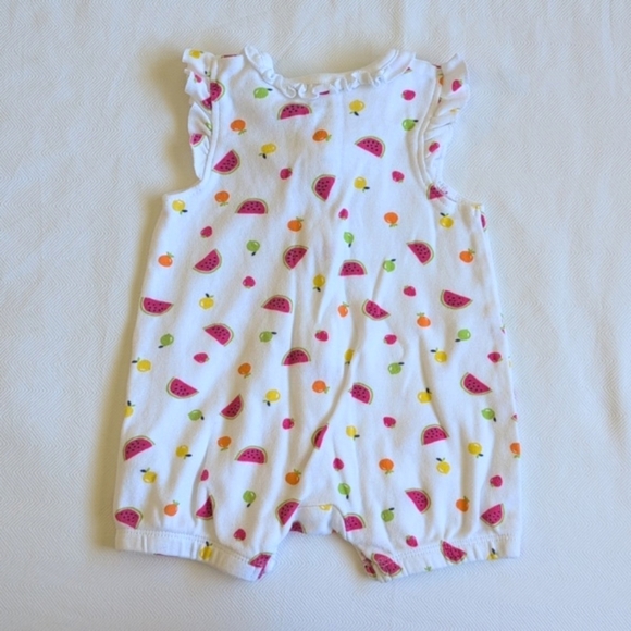 little me white cotton fruit print snap close bubble romper playsuit 6 months - Picture 6 of 6